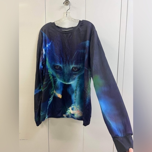 NWOT Plus Size Crew Neck Long Sleeve Cat Christmas Sweater - Picture 1 of 3
